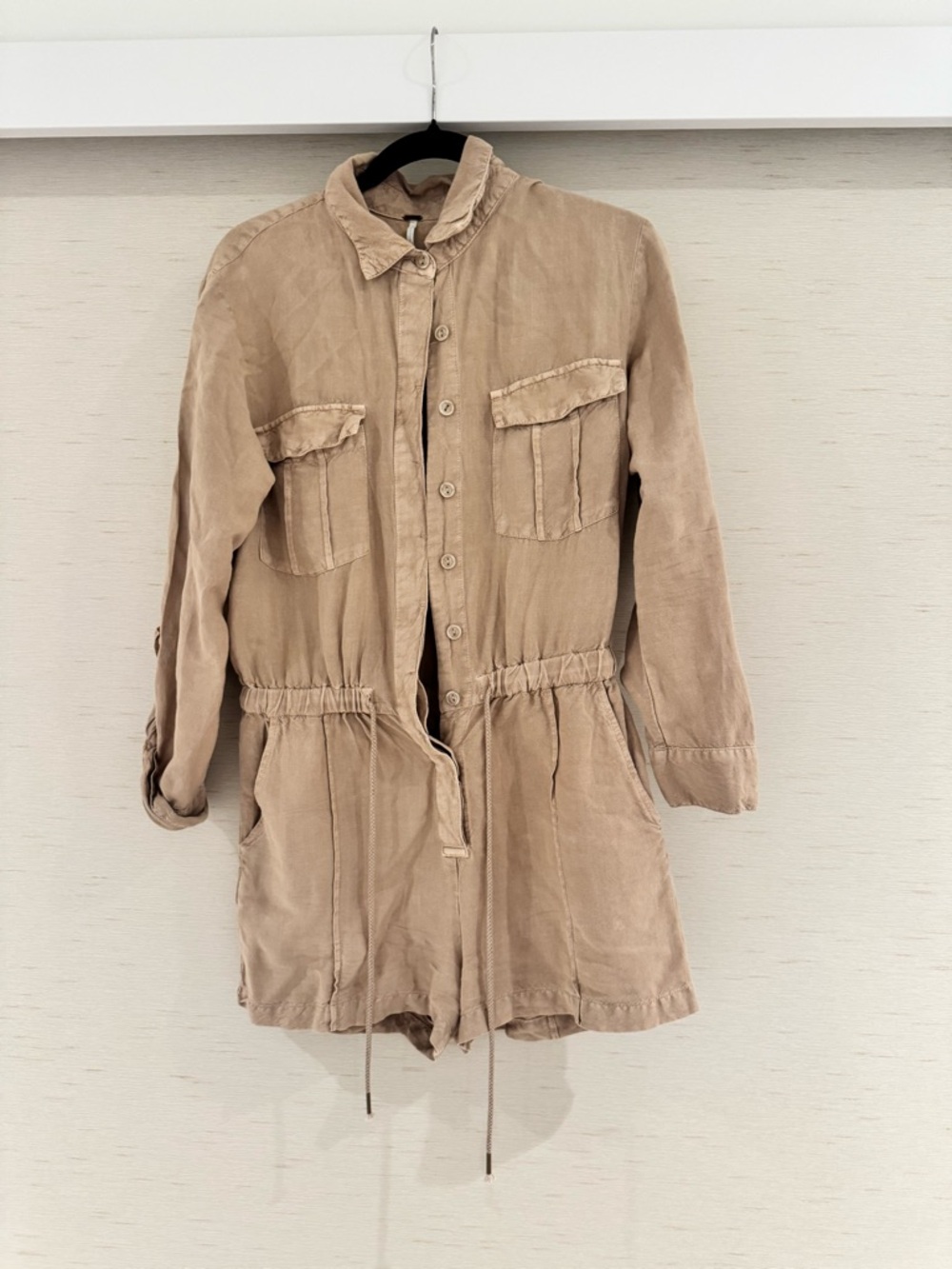 YFB Women's Lightweight Drawstring Utility Jacket - Beige